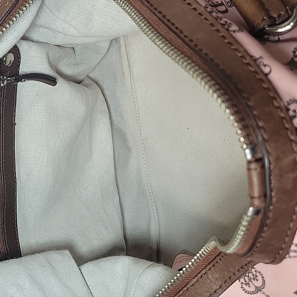 Y2K Vintage Juicy Couture Pink Monogram Brown Leather Duffle Bag Train Case Set - Picture 13 of 16